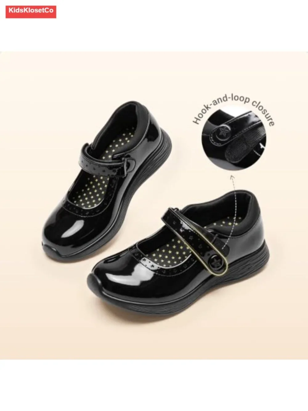 Girls School Uniform Mary Jane Flats with Arch Support Hook & Loop